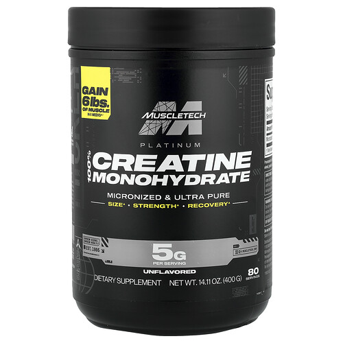 Muscletech Platinum 100% Creatine Monohydrate, Unflavored, 14.11 oz (400 g)