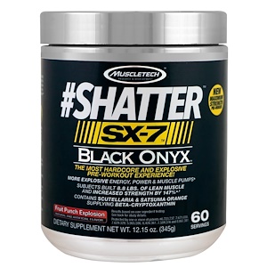 Muscletech, #Shatter, SX-7, Черный оникс, перед тренировкой, фруктовый взрывной удар, 12,15 унций (345 г)