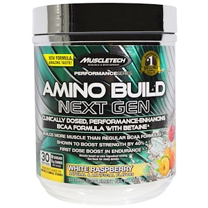 Muscletech, Amino Build, Next Gen BCAA Formula With Betaine, White Raspberry, 9.80 oz (278 g)