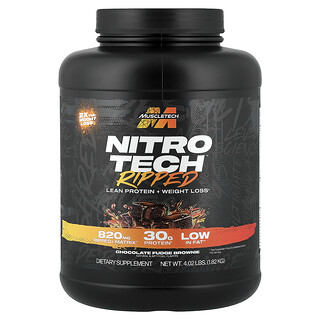 MuscleTech, Nitro Tech Ripped, Proteína Magra + Perda de Peso, Brownie com Fudge de Chocolate, 1,82 kg (4,01 lb)