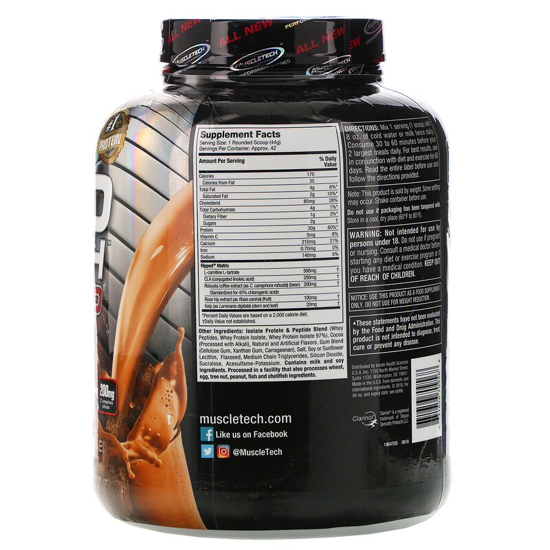 Muscletech Nitro Tech Ripped Ultimate Protein Weight Loss Formula Chocolate Fudge Brownie 7421
