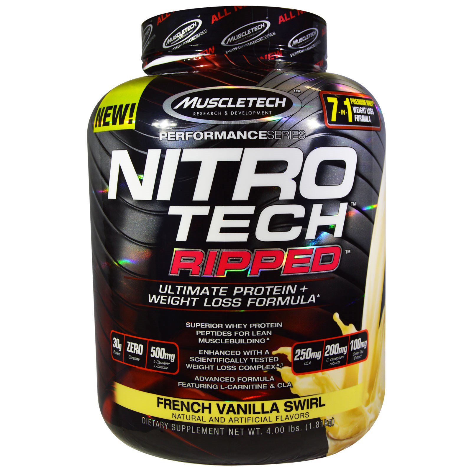 Muscletech Nitro Tech Ripped Ultimate Protein Weight Loss Formula French Vanilla Swirl 4