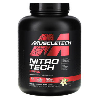 MuscleTech, Nitro-Tech® Ripped, Lean Protein + Weight Loss, French Vanilla Bean, 4 lbs (1.81 kg)