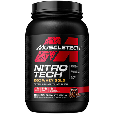 

Muscletech Performance Series, Nitro Tech, 100% Whey Gold (100% сыворотка), двойной шоколад, 1,02 кг (2,24 фунта)