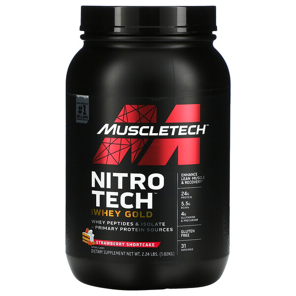 Muscletech, Nitro Tech, 100 % Whey Gold, Erdbeere, 999 g