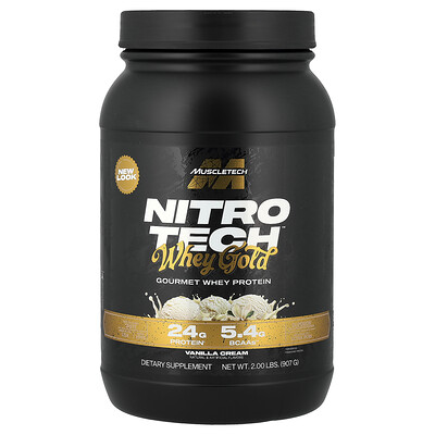 Product Image for MuscleTech, Nitro-Tech Whey Gold, Gourmet Whey Protein, Vanilla Cream, 2 lbs (907 g)