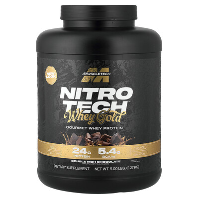 MuscleTech, Nitro-Tech™ Whey Gold, Proteína de suero de leche gourmet, Chocolate de doble intensidad, 2,27 kg (5 lb)