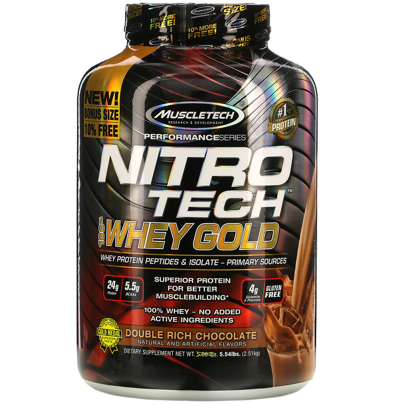 Muscletech Nitro Tech 100 Whey Gold Whey Protein Powder Double Rich Chocolate 554 Lbs 2 8406