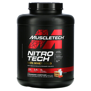 Muscletech, Nitro Tech 100% Whey Gold, песочное печенье с клубникой, 2,28 кг (5,03 фунта)