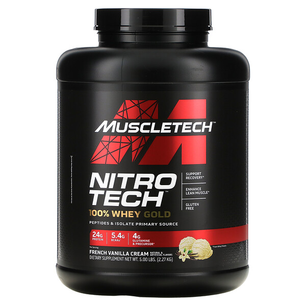 Muscletech, Nitro Tech, 100% Whey Gold, сироватковий протеїн, французький ванільний крем, 2,27 кг (5 фунтів)