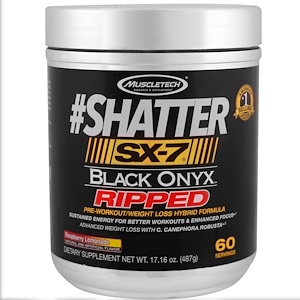 Muscletech, #Shatter, SX-7, Черный оникс, разрыхленный, клубничный лимонад, 17,16 унц. (487 г)