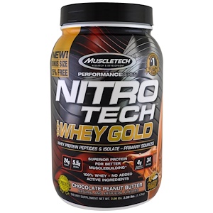 Muscletech, Сывороточный протеин Nitro Tech, 100% Whey Gold, со вкусом шоколадного арахисового масла, 2,50 фунта (1,13 кг)