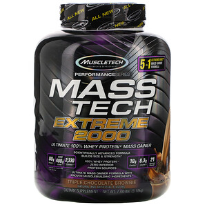 Отзывы о Мусклетек, Mass Tech Extreme 2000, Triple Chocolate Brownie, 7.00 lb (3.18 kg)