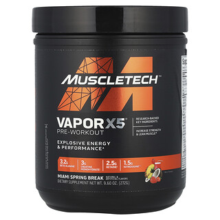 MuscleTech, VaporX5®，鍛煉前配方，邁阿密春假，9.6 盎司（272 克）