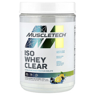 MuscleTech, ISO Whey Clear, Isolado de Proteína Whey Ultrapura, Blizzard de Limão e Frutos Silvestres, 503 g (1,11 lb)