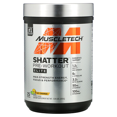 Muscletech Shatter Pre-Workout, Elite, Icy Charge, 1.04 lbs (472 g)