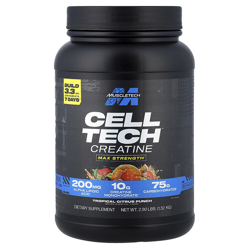 MuscleTech, Cell Tech Creatine, Creatine von Cell Tech, Tropical Citrus Punch, Kreatin, Tropischer-Zitrus-Punch, 1,36 kg (3 lbs.)