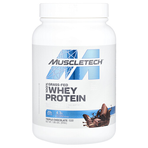 MuscleTech, 100% Grass-Fed Whey Protein, 100% grasgefüttertes Molkenprotein, dreifache Schokolade, 816 g (1,80 lbs.)