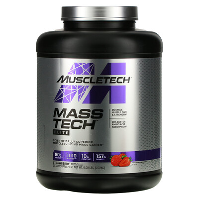 

MuscleTech Mass Tech Elite, клубника, 2,72 кг (6 фунтов)