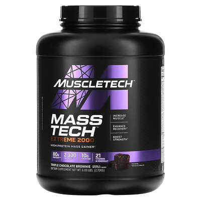 

MuscleTech Mass Tech Extreme 2000, брауни с тройным шоколадом, 2,72 кг (6 фунтов)