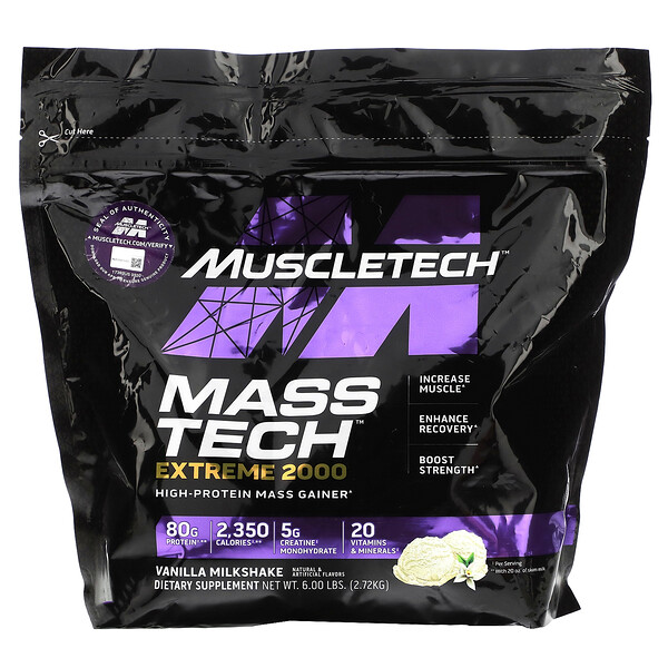 ماسلتيك‏, Mass Tech Extreme 2000 ، مخفوق الحليب بالفانيليا ، 6 رطل (2.72 كجم)