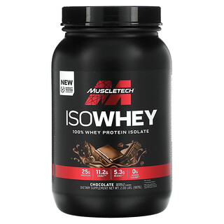 MuscleTech‏, IsoWhey, ‏100% חלבון מי גבינה מבודד, שוקולד, 907 גרם (2 ליברות)