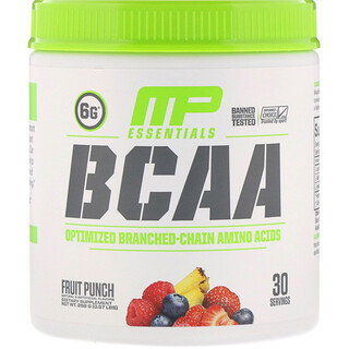 MusclePharm, Essentials, Aminoácidos de cadena ramificada (BCAA), Ponche de frutas, 258 g (0,57 lb)