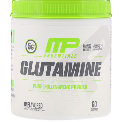 MusclePharm Essentials, глутамин, без ароматизатора, 300 г (0,66 фунта)