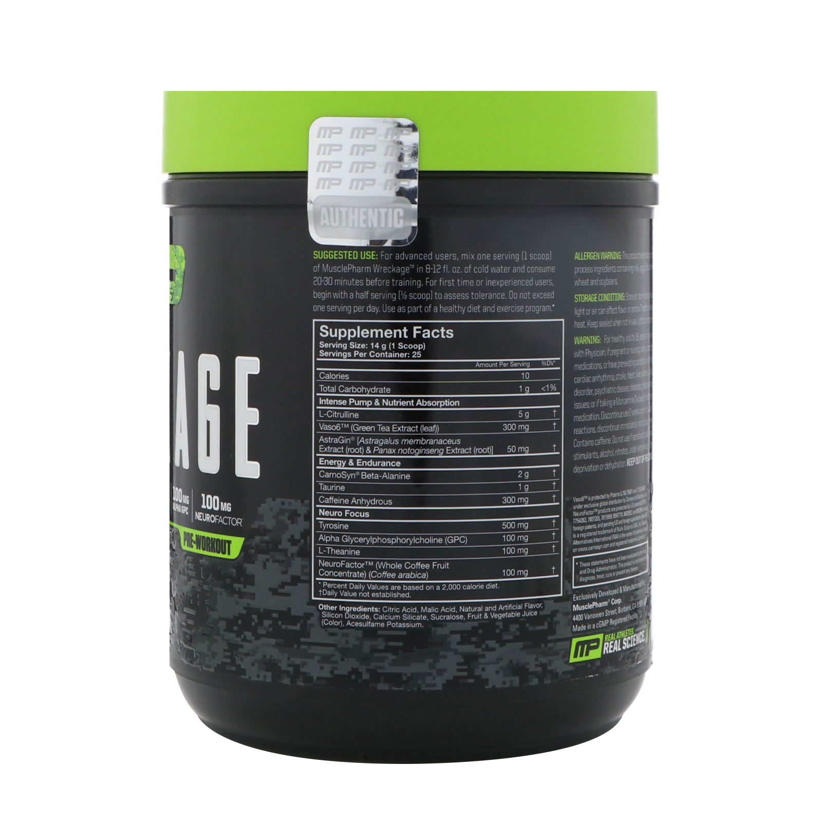 MusclePharm, Wreckage PreWorkout, Berry Lemonade, 12.35 oz (350 g) iHerb