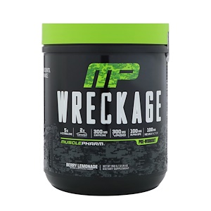 Отзывы о Мусклефарм, Wreckage, Pre-Workout, Berry Lemonade, 12.35 oz (350 g)