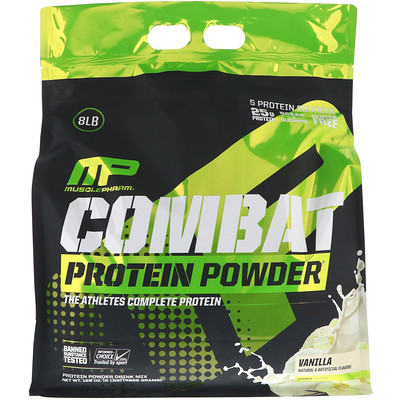 MusclePharm Протеиновый порошок Combat, ваниль, 8 фунтов (3629 г)