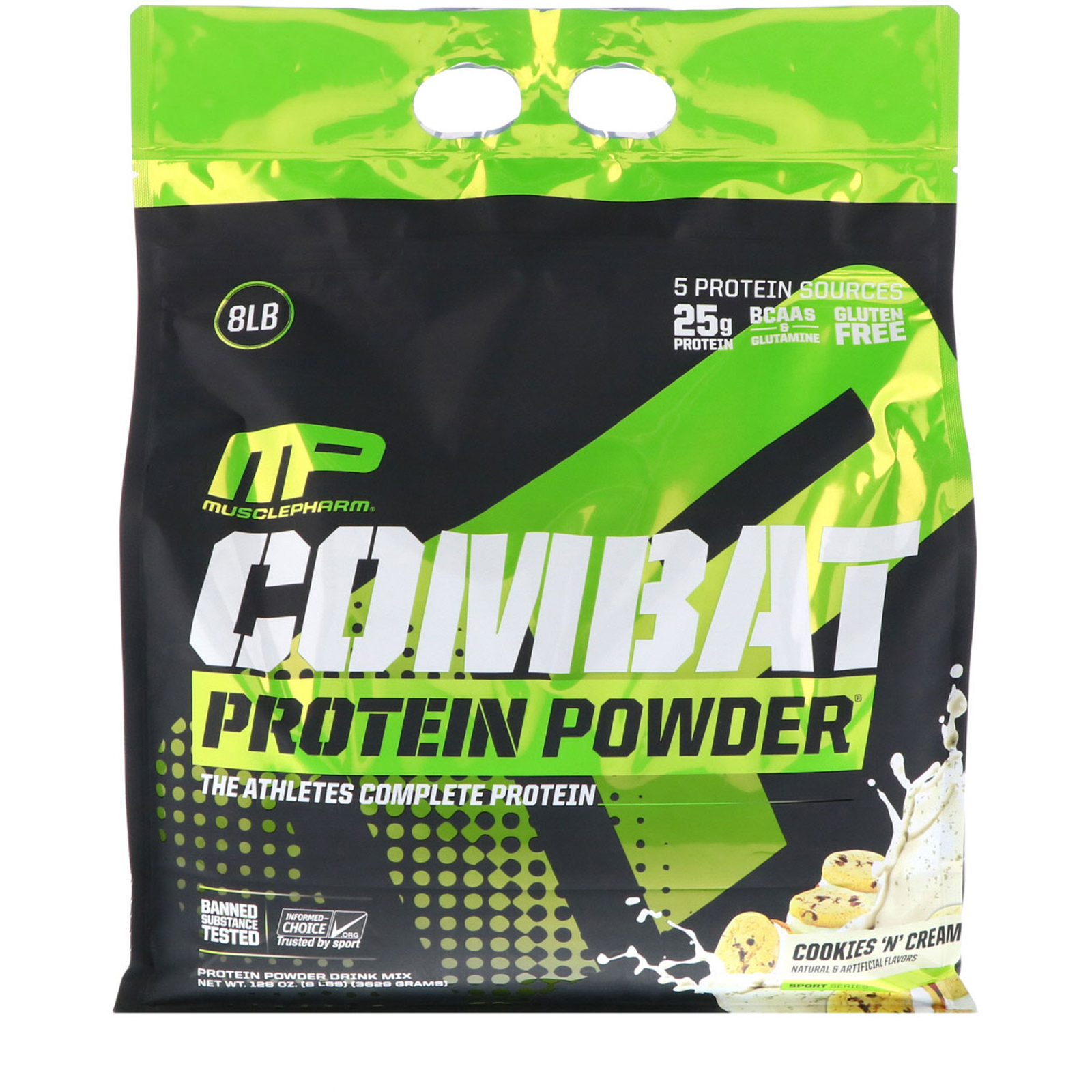 MusclePharm, Combat Protein Powder, Cookies 'N' Cream, 8 lbs (3629 g