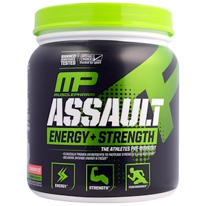 MusclePharm, Assault Energy & Strength, Strawberry Ice 12.17 oz (0.76 lbs) (345 g)