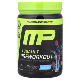 MusclePharm, 攻击能量+力量，健身前，树莓味，12.1 盎司（344 克）
