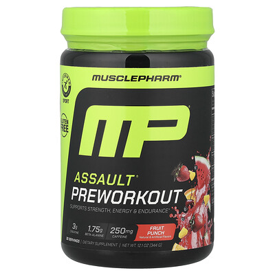 MusclePharm, Preentrenamiento Assault®, Ponche de frutas, 344 g (12,1 oz)