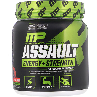 MusclePharm Assault Energy + Strength, Pre-Workout, Fruit Punch, 12.17 oz (345 g)