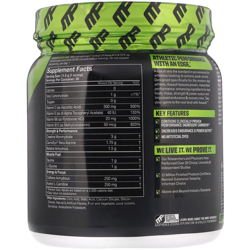 MusclePharm, Assault Energy + Strength, PreWorkout, Fruit MusclePharm, Assault Energy + Strength, PreWorkout, Fruit