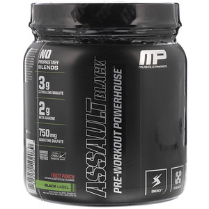 Отзывы о Мусклефарм, Assault Black, Pre-Workout Powerhouse, Fruit Punch, 13.12 oz (372 g)