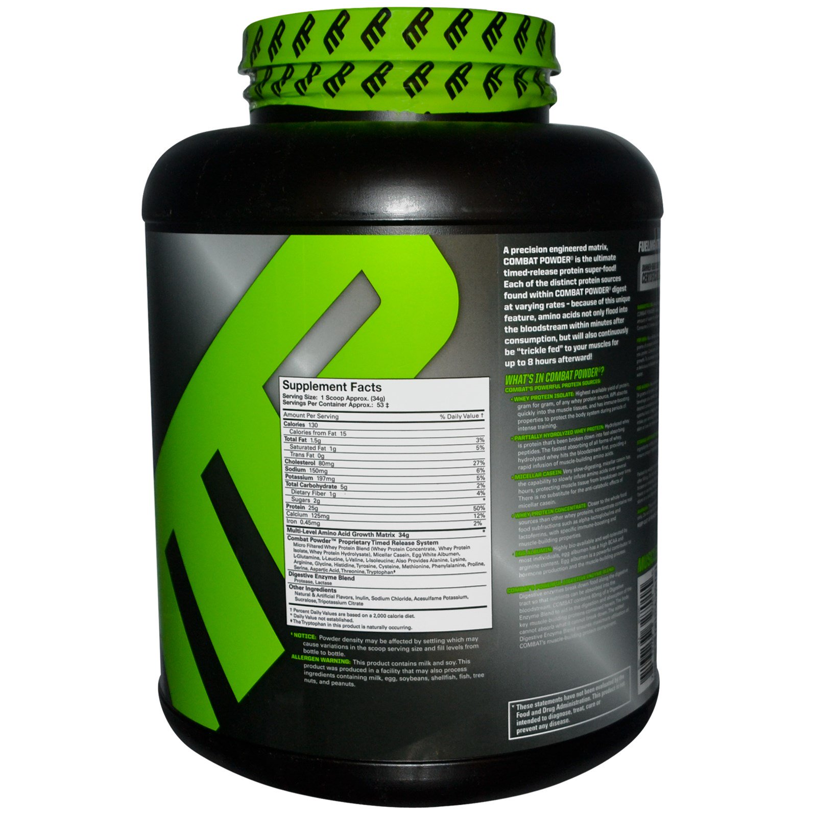 MusclePharm, Combat Powder, Advanced Time Release Protein, Orange