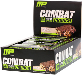 MusclePharm, Combat Crunch، عجين كعك برقائق الشيكولاتة، 12 لوحًا، 63 جم لكل لوح