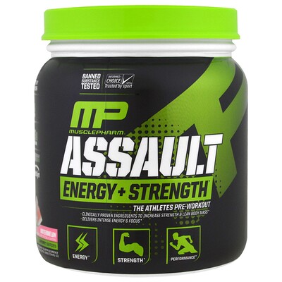 

MusclePharm Assault Energy + Strength, Pre-Workout, со вкусом арбуза, 345 г (12,17 унции)