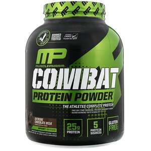 Отзывы о Мусклефарм, Combat Protein Powder, Extreme Chocolate Milk, 4 lbs (1814 g)
