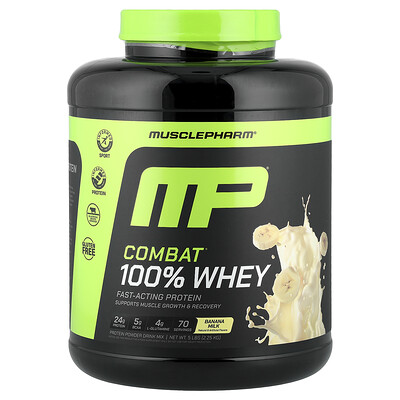 MusclePharm, Combat, 100 % suero de leche, Leche de plátano, 2,25 kg (5 lb)