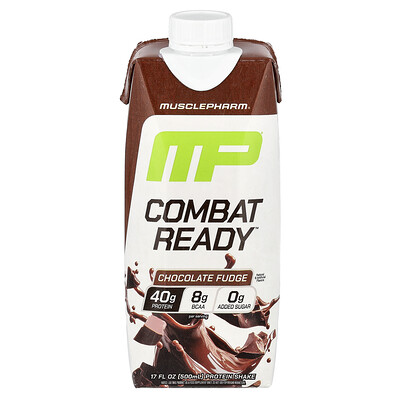 Product Image for MusclePharm, Combat Ready Protein Shake, Chocolate Fudge, 17 fl oz (500 ml)