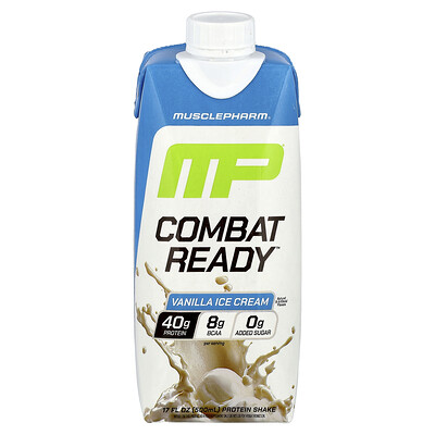 Product Image for MusclePharm, Combat Ready Protein Shake, Vanilla Ice Cream, 17 fl oz (500 ml)