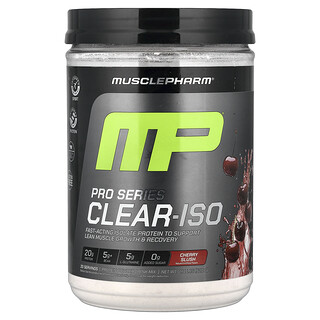 MusclePharm, Pro Series Clear-ISO, Mezcla para preparar bebidas con proteína en polvo, Granizado de cereza, 520 mg (1,14 lb)