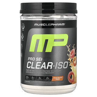 MusclePharm, Pro Series Clear-ISO, Mezcla para preparar bebidas con proteína en polvo, Anillos de melocotón ácido, 520 mg (1,14 lb)