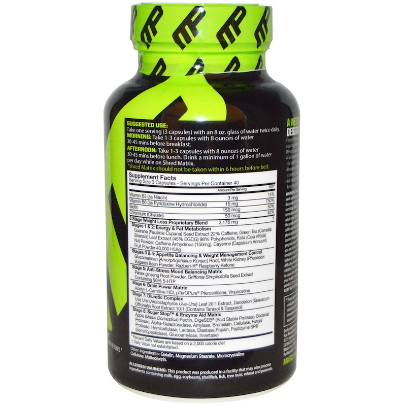 MusclePharm, Shred Matrix, 8Stage WeightLoss System, 120 Capsules iHerb
