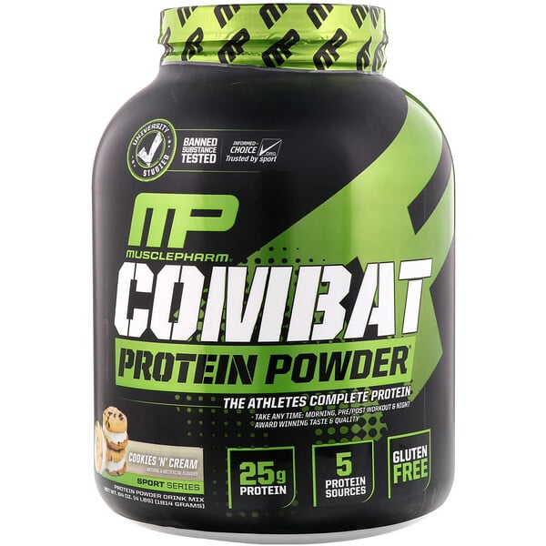 MusclePharm‏, Combat Powder, Advanced Time Release Protein, Cookies 'N' Cream, 4 lbs (1814 g)