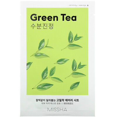 Купить Missha Airy Fit Beauty Sheet Mask, Green Tea, 1 Sheet, 19 g